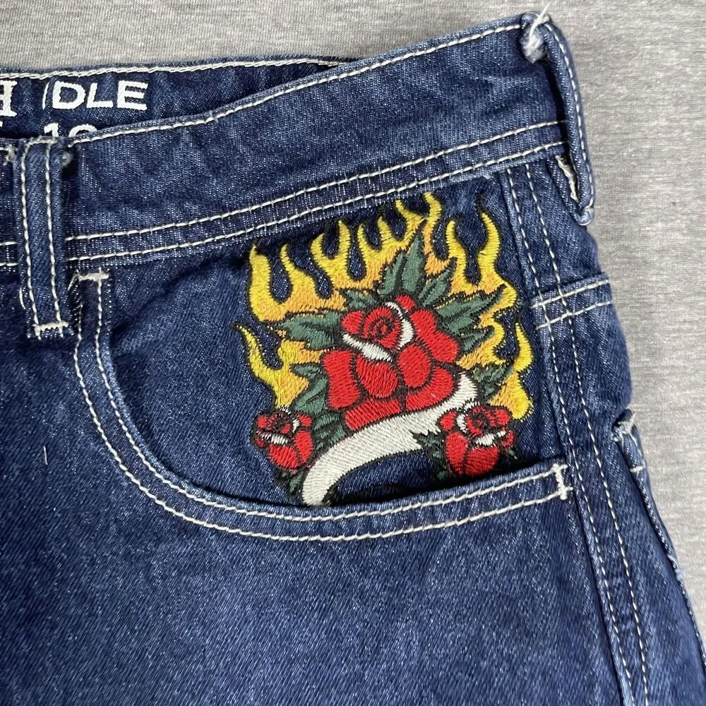 NINTH IDLE HALL Jeans Mens 31x29 Blue Straight Relaxed Embroidered Mid Rise